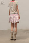 YANYAN KNITS woven plaid pleated skirt YYK-YYW24-0272-ZS purple